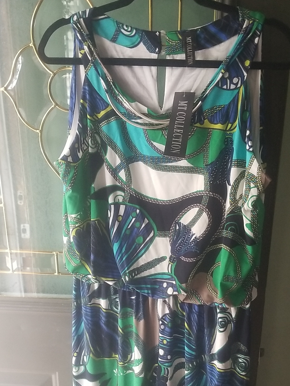 New MT Collection Turquoise, Green & Blue Printed Sleeveless Jumpsuit